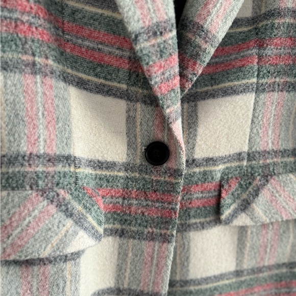 Intermix Plaid Single Button Wool Coat, Sz S - Picture 4 of 5